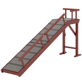 Wooden Dog Ramp with Removable Guardrails, Non-Slip Surface, 70.5" Long, Brown