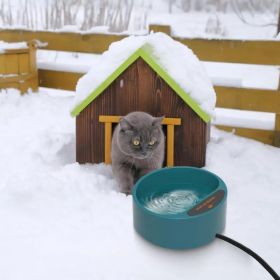 Heated Water Bowl for Dog Cat 74.4OZ Heating Water Dish IP67 Waterproof Thermal Water Bowl Heated Pet Bowl Dog Cat Water Feeder Bowl for Dog Cat (Option: Green)