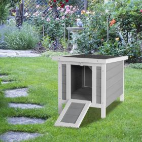 20" Wooden Waterproof Rabbit Hutch Pet Bunny Small Animal House Habitat Gray (Option: Default title)