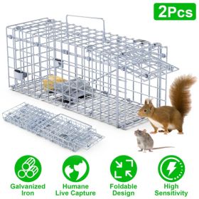 2-Pack Humane Mouse Traps – Instant-Lock One-Way Door, 2 mm Galvanized Metal, Safe for Kids & Pets, Indoor/Outdoor Reusable Catcher, Easy-Set & R (Option: Default title)